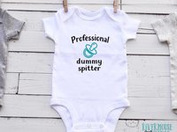 Aussie Slang Funny Baby Bodysuit, Professional Dummy Spitter