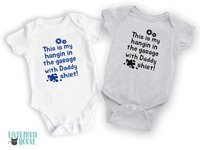 Personalised Mechanic Baby Bodysuit, Hanging in the Garage with Daddy, Aussie Car and Motorcycle Gift