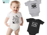 Personalised Mechanic Baby Bodysuit, Hanging in the Garage with Daddy, Aussie Car and Motorcycle Gift
