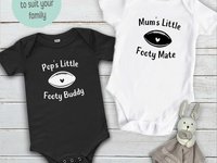 Aussie Football Baby Bodysuit, Dad's Little Footy Mate, Custom Rugby Gift