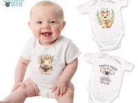 Personalised Wombat Baby Bodysuit, Cute Aussie Animal with Floral Crown