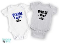 Halloween Baby Bodysuit, Beware I Bite Funny Vampire, Zombie, Graveyard Outfit