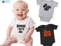 Halloween Baby Bodysuit, Beware I Bite Funny Vampire, Zombie, Graveyard Outfit