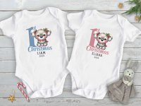 1st Christmas Personalised Koala Baby Bodysuit, Custom Name + Year