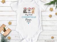 Personalised Aussie Animals My First Christmas Baby Bodysuit