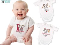1st Christmas Personalised Koala Baby Bodysuit, Custom Name + Year