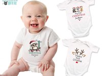 Baby Owl Personalised 1st Christmas Bodysuit, Custom Name Outfit