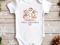 First Aussie Christmas Animals Personalised Baby Bodysuit