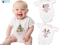 Aussie Animals First Christmas Personalised Baby Bodysuit