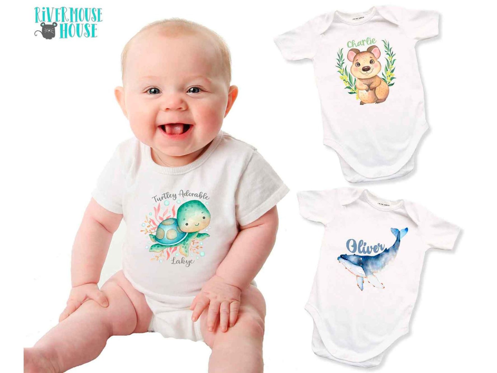 Turtley Adorable Personalised Baby Sea Turtle Bodysuit, Custom Design Ocean Lovers Gift