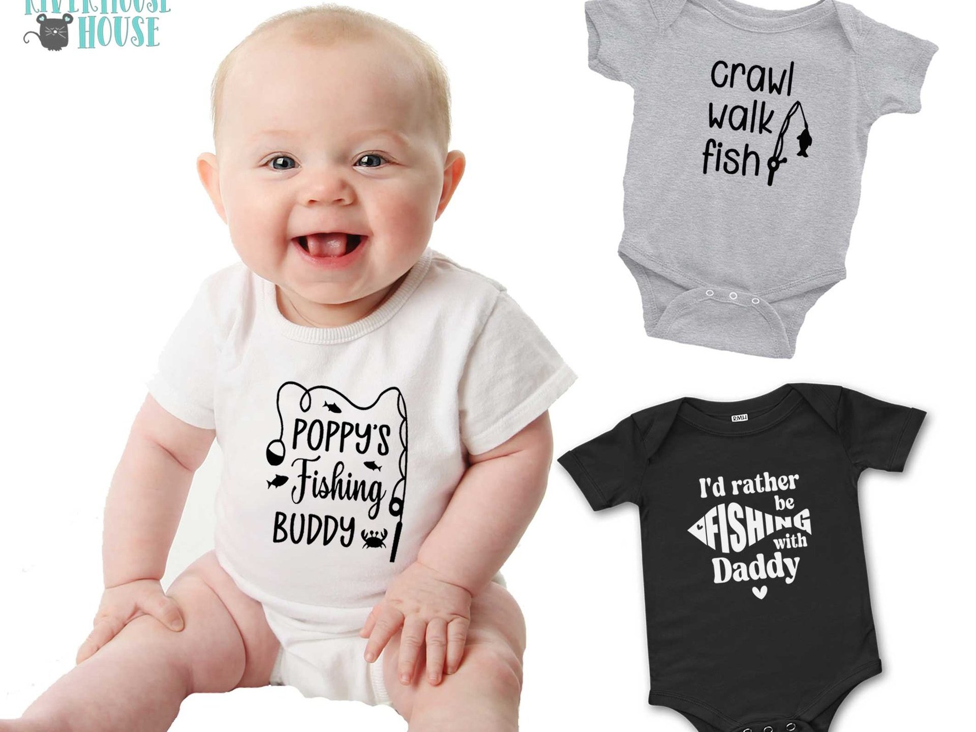 Daddy's fishing buddy baby bodysuit, Custom personalised to suit your family