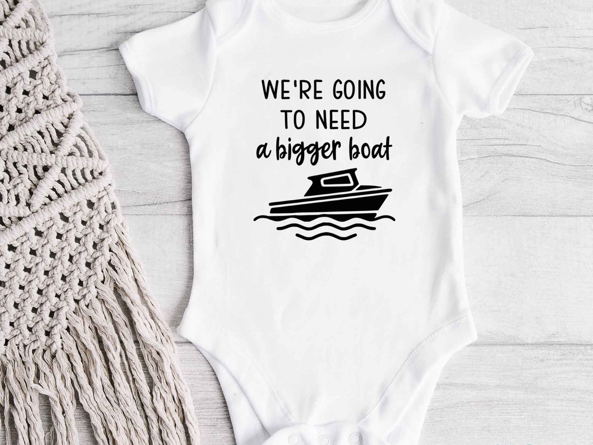 We're going to need a bigger boat baby bodysuit, Funny nautical pregnancy announcement
