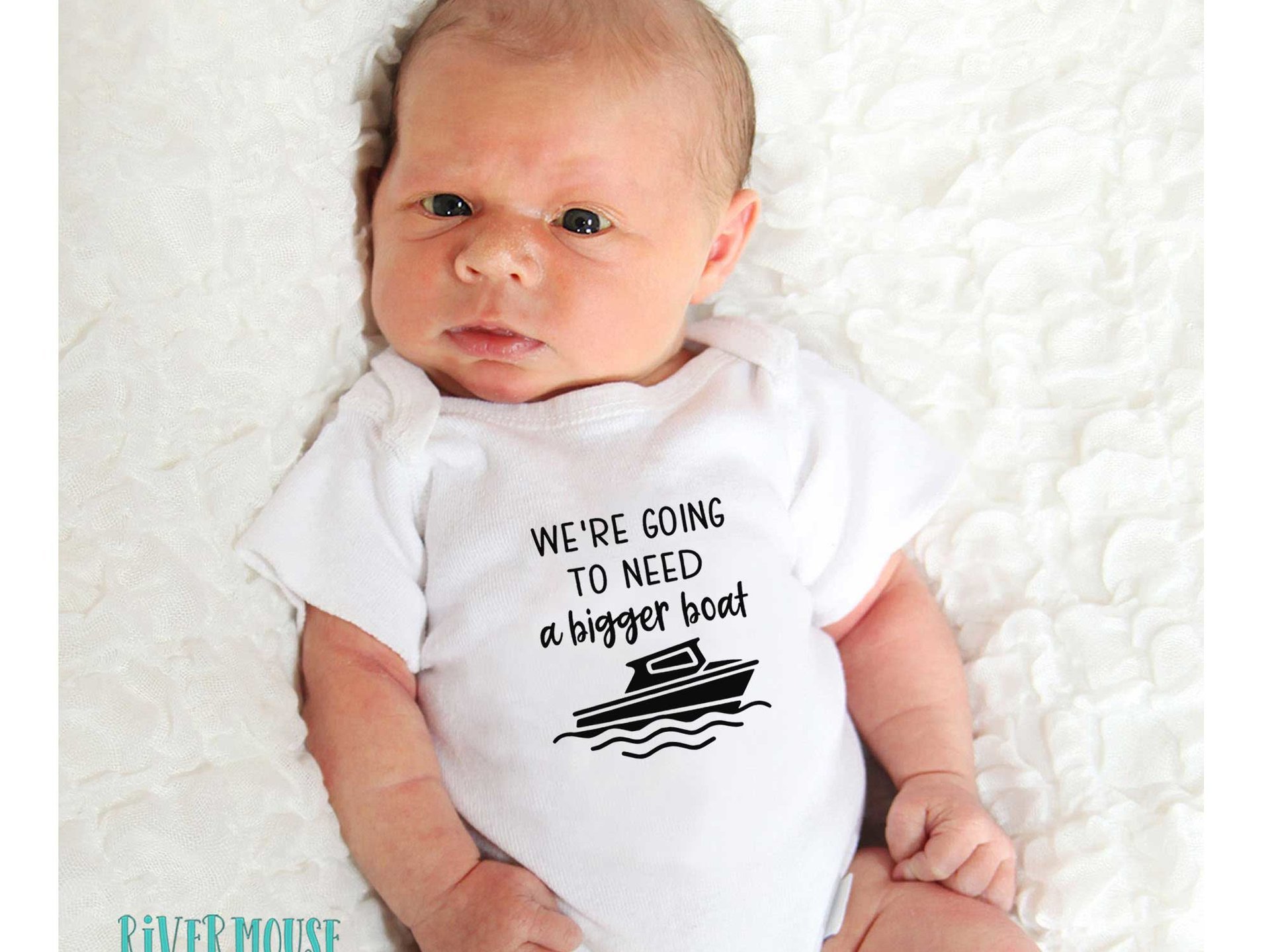 We're going to need a bigger boat baby bodysuit, Funny nautical pregnancy announcement