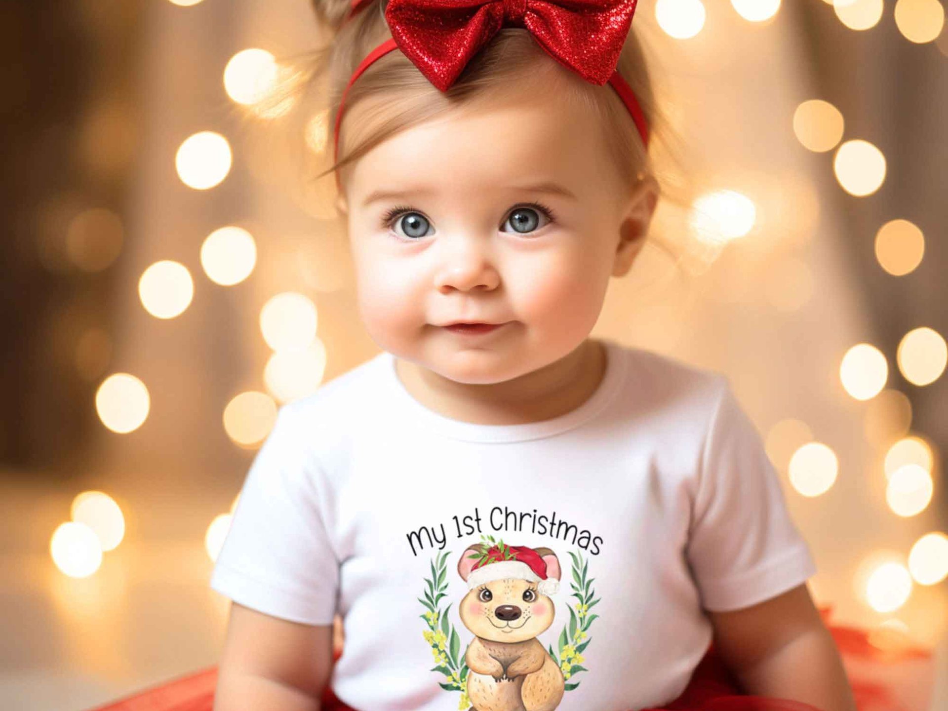 First Christmas Quokka Personalised Baby Bodysuit, Aussie Animals Xmas gift