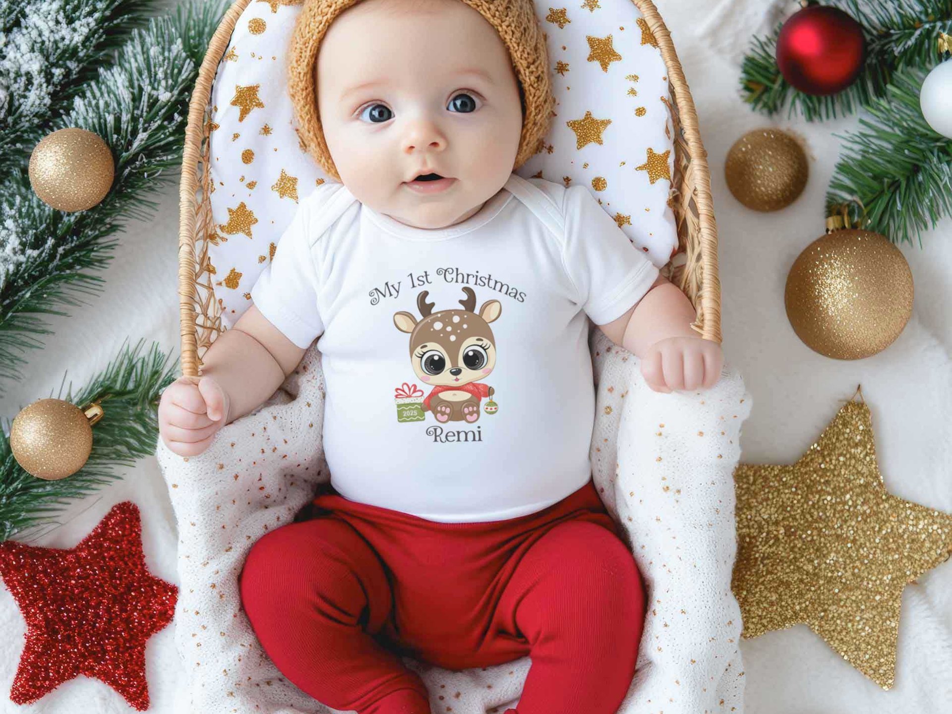 My 1st Christmas Baby Reindeer Personalised Bodysuit