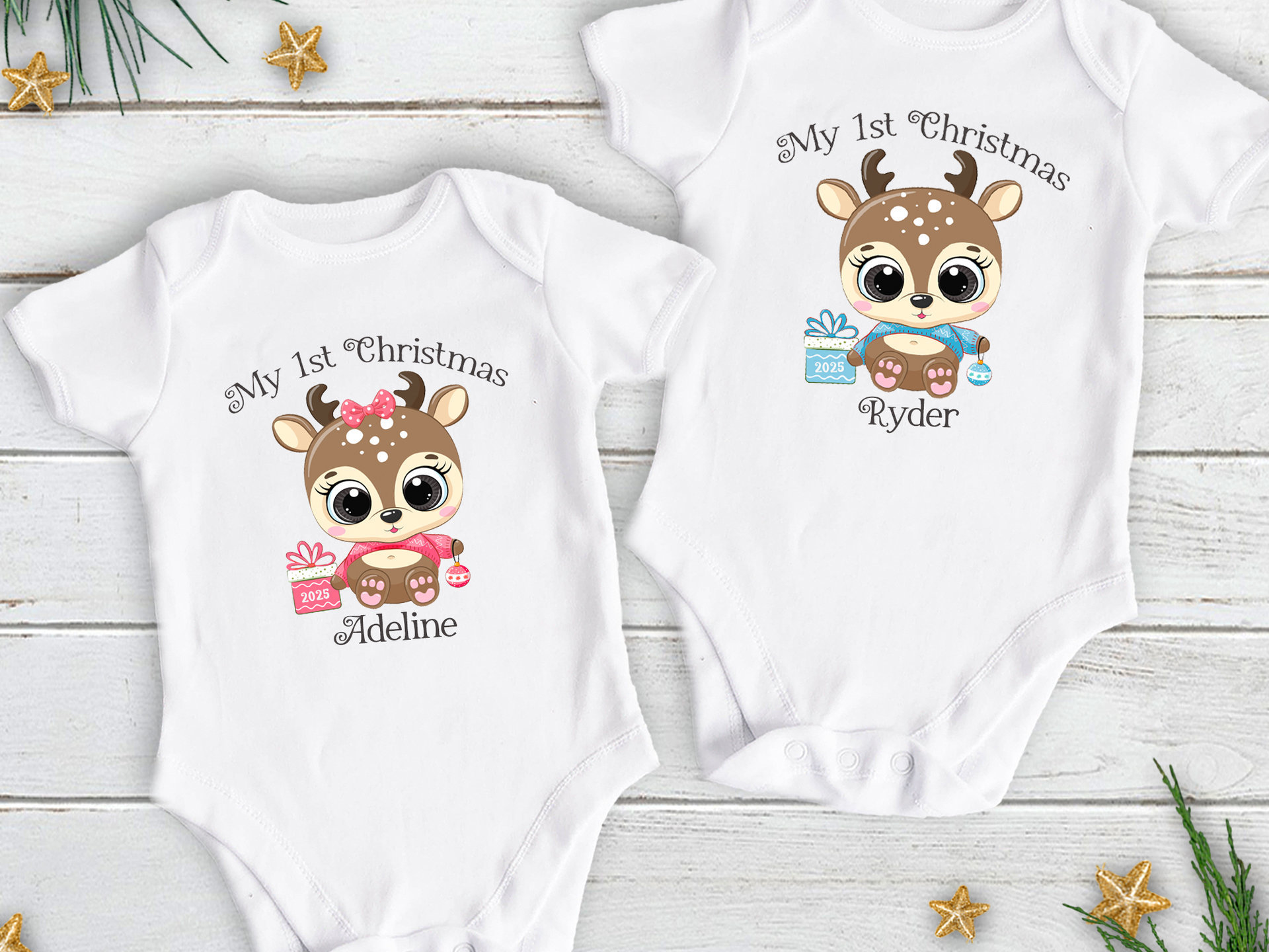 My 1st Christmas Baby Reindeer Personalised Bodysuit