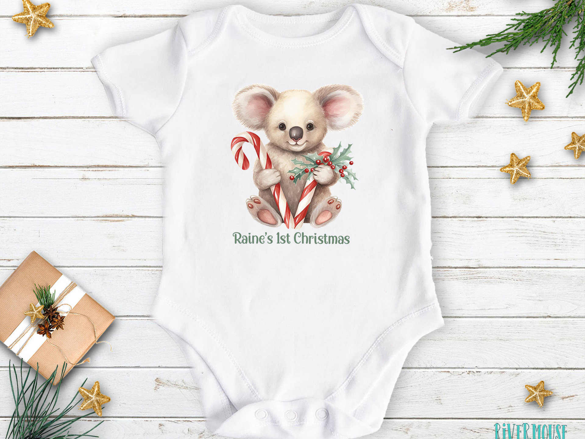 First Christmas Baby Koala Personalised Little Aussie Xmas Romper
