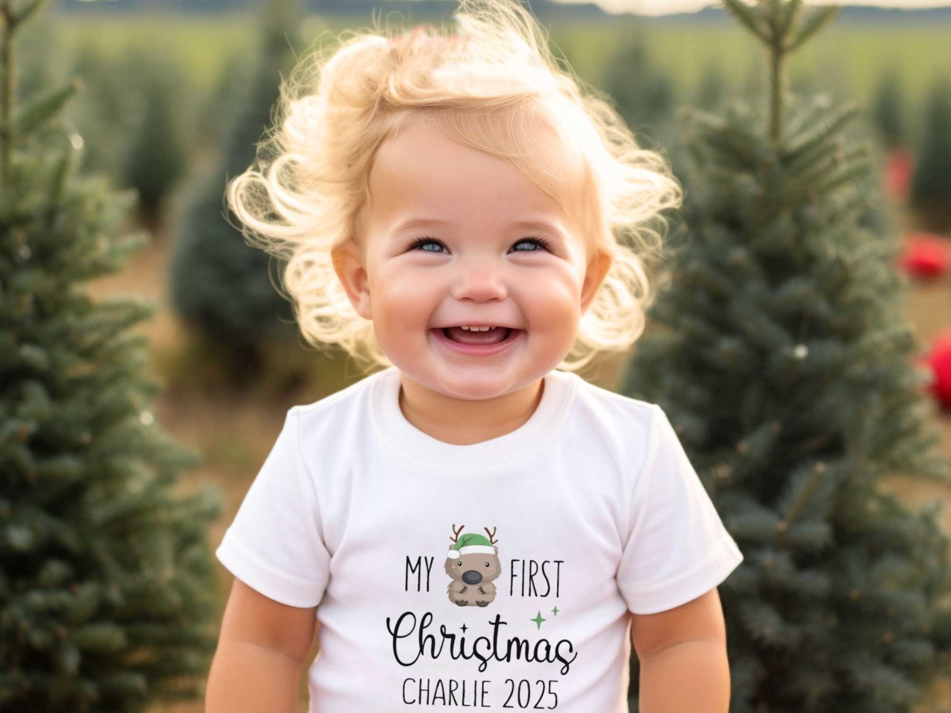 My first Christmas personalised baby wombat bodysuit, Little Aussie Xmas gift