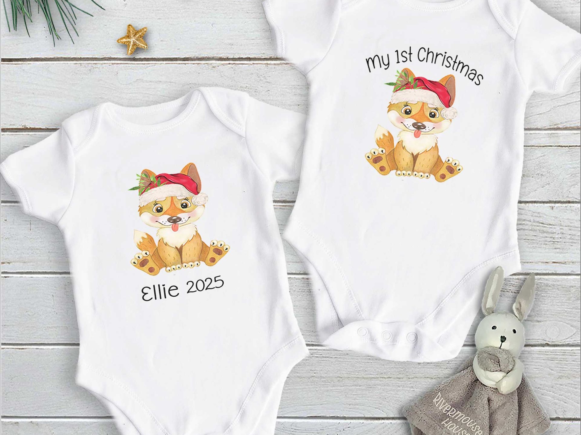 Dingo First Christmas Baby Bodysuit, Personalised Aussie Xmas Gift