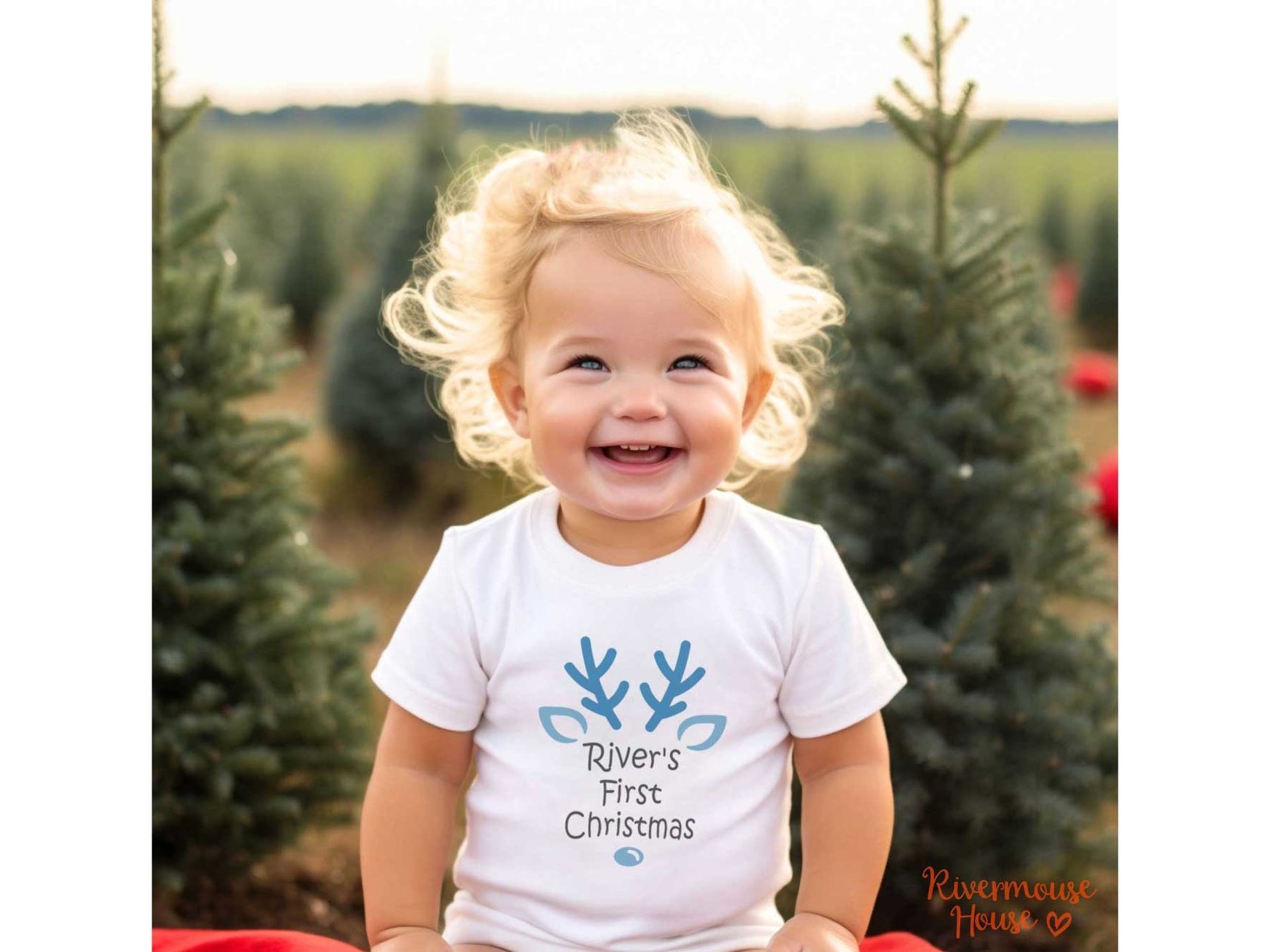 Personalised First Christmas Rudolf Reindeer Baby Bodysuit