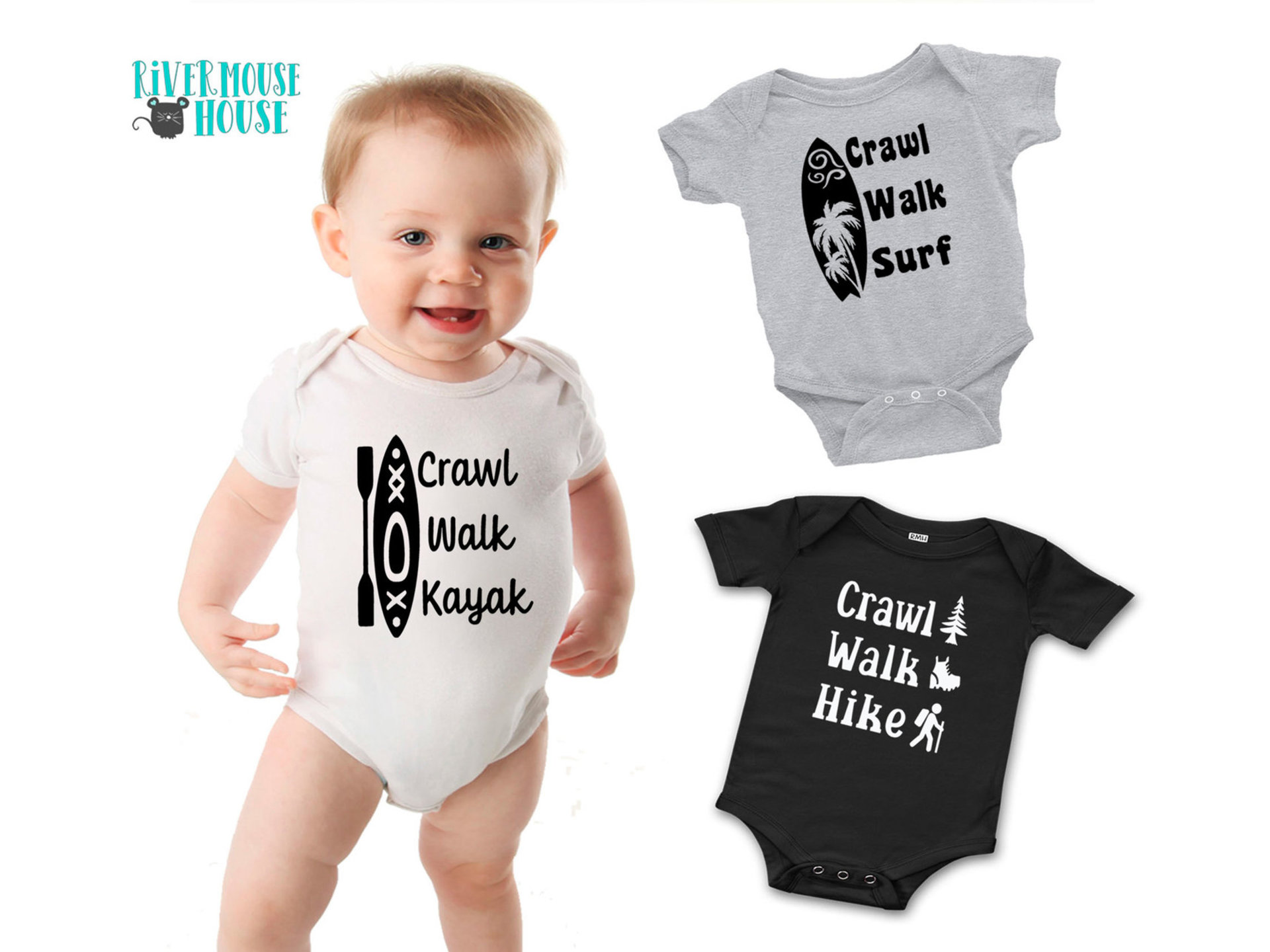 Crawl Walk Kayak Baby Bodysuit