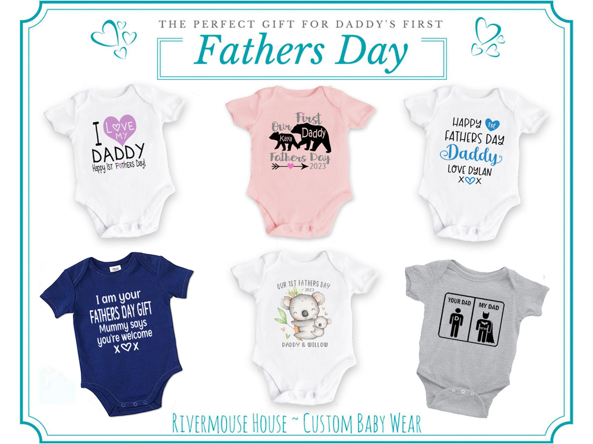 Our First Fathers Day Sloth Baby Bodysuit, 2023 Personalised Gift for Dad