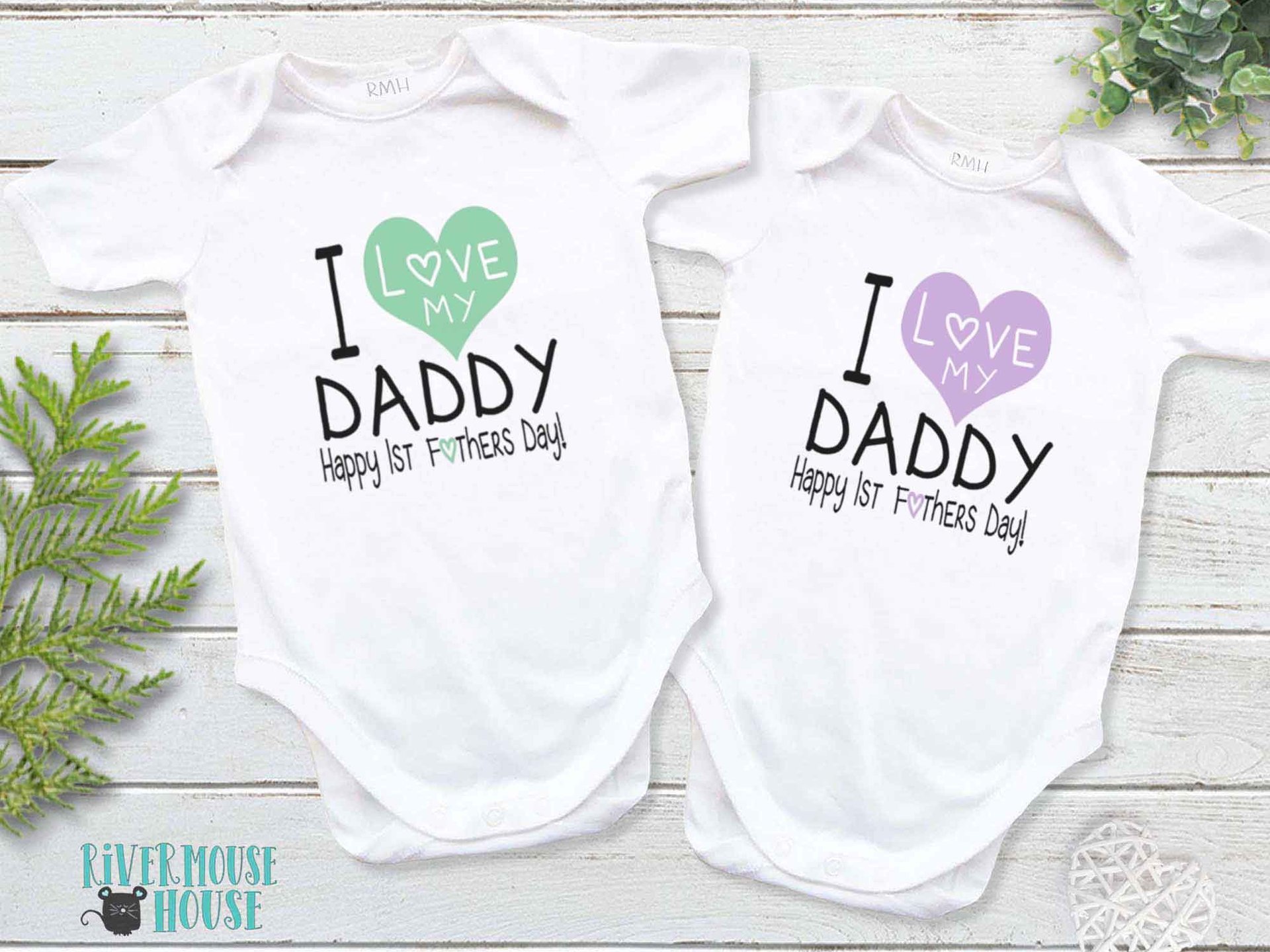 I Love my Daddy, Happy 1st Fathers Day Baby Bodysuit