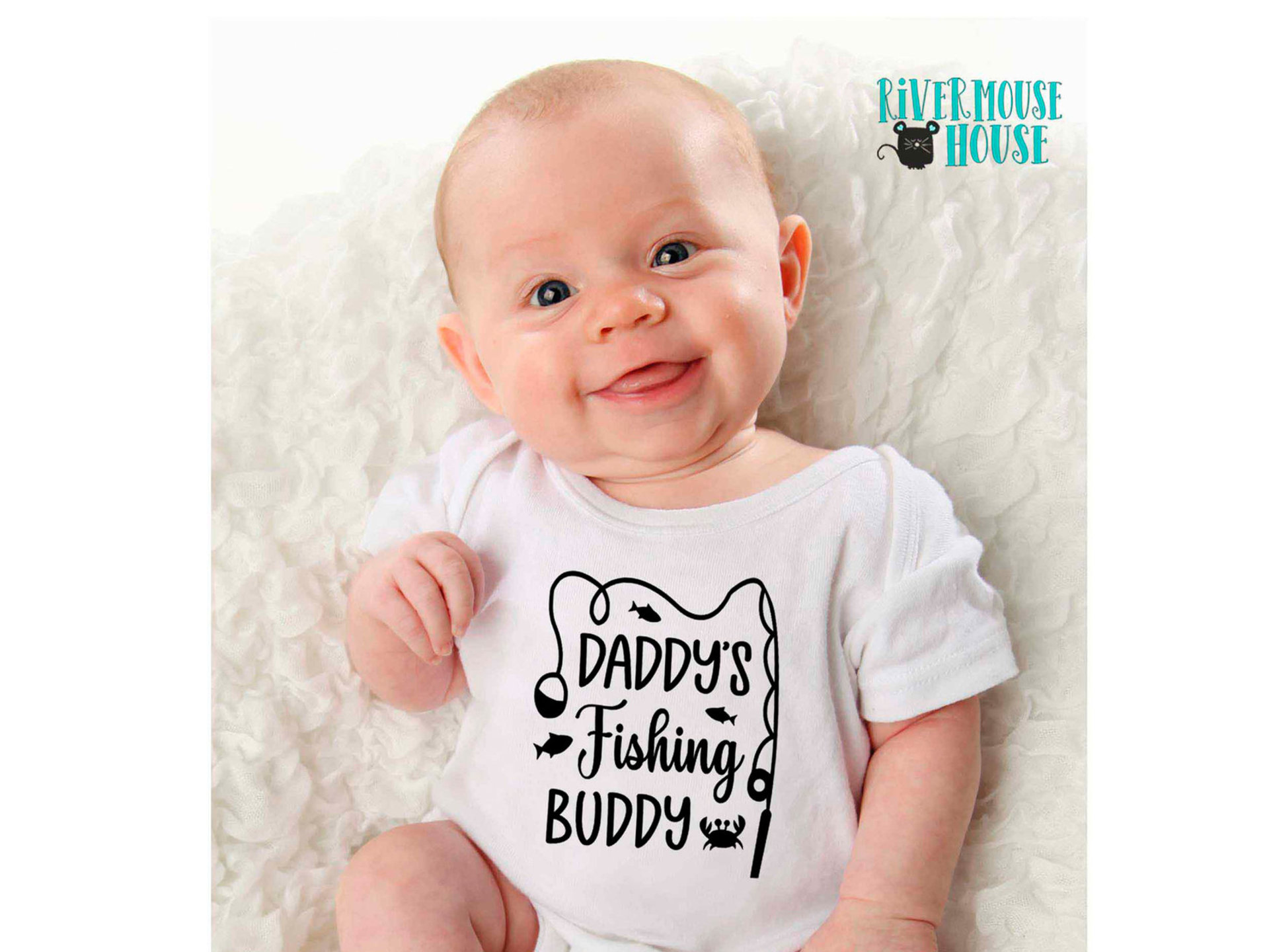 Daddy's fishing buddy baby bodysuit, Custom personalised to suit your family