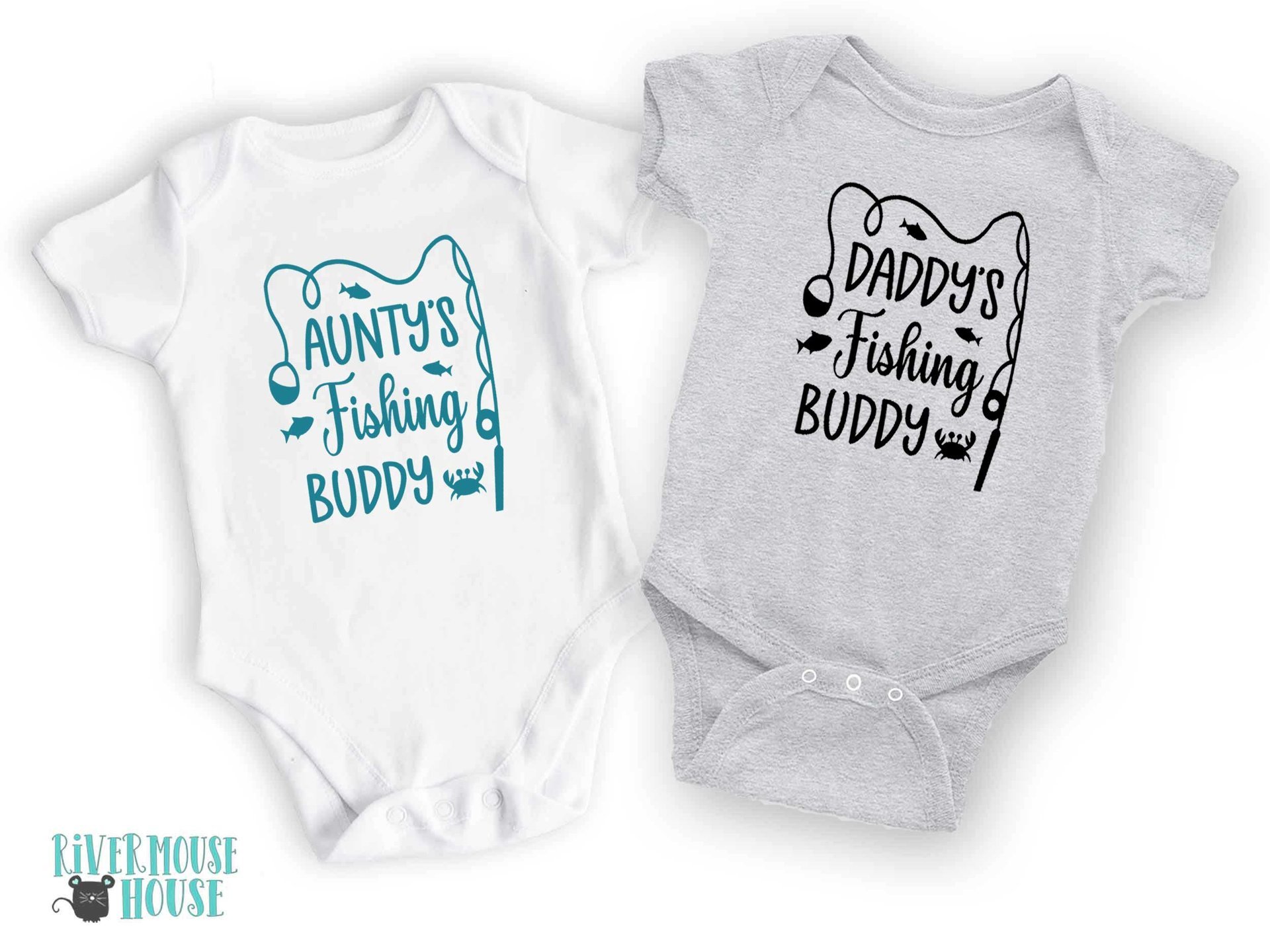 Daddy's fishing buddy baby bodysuit, Custom personalised to suit your family