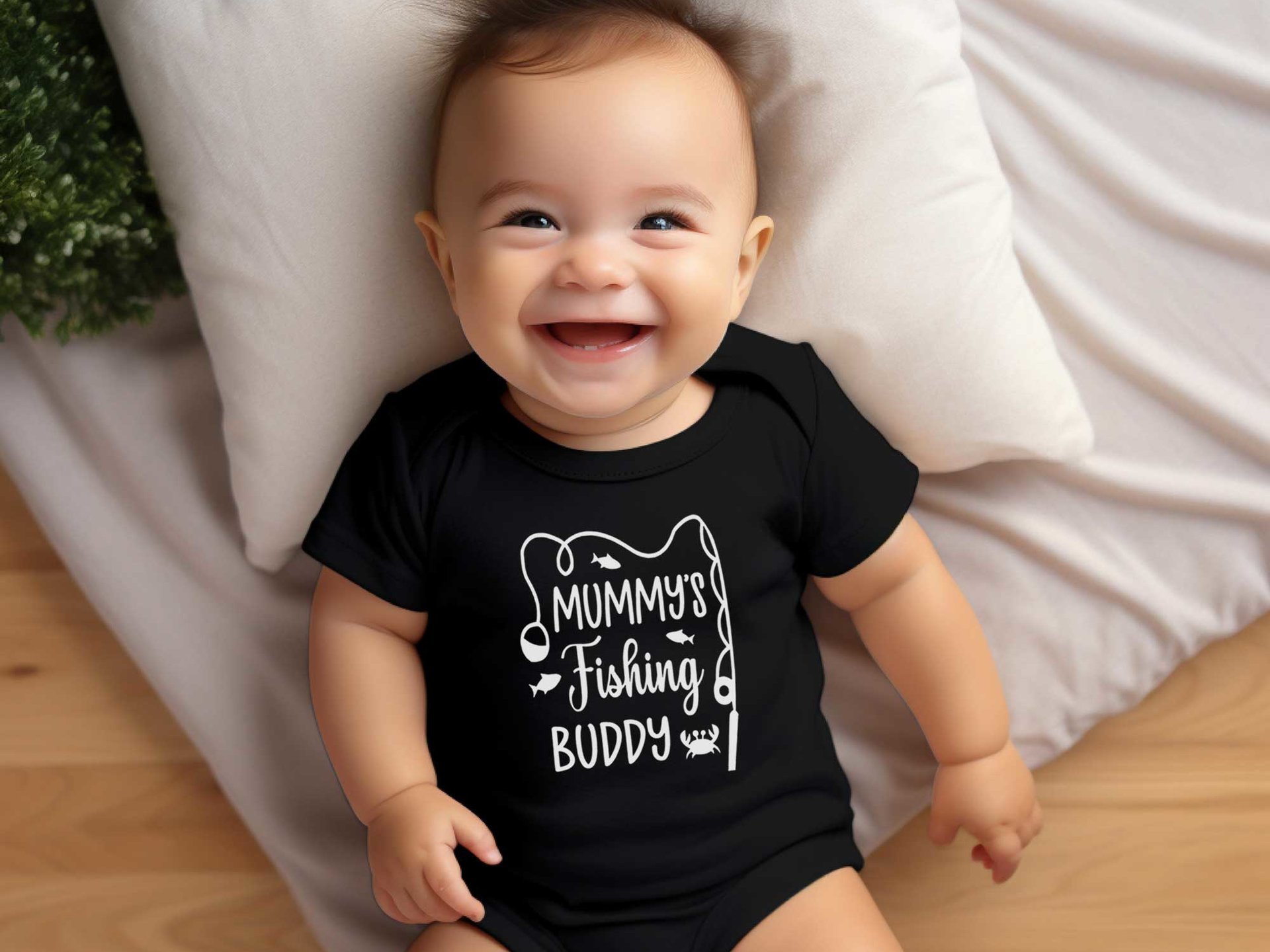 Daddy's fishing buddy baby bodysuit, Custom personalised to suit your family