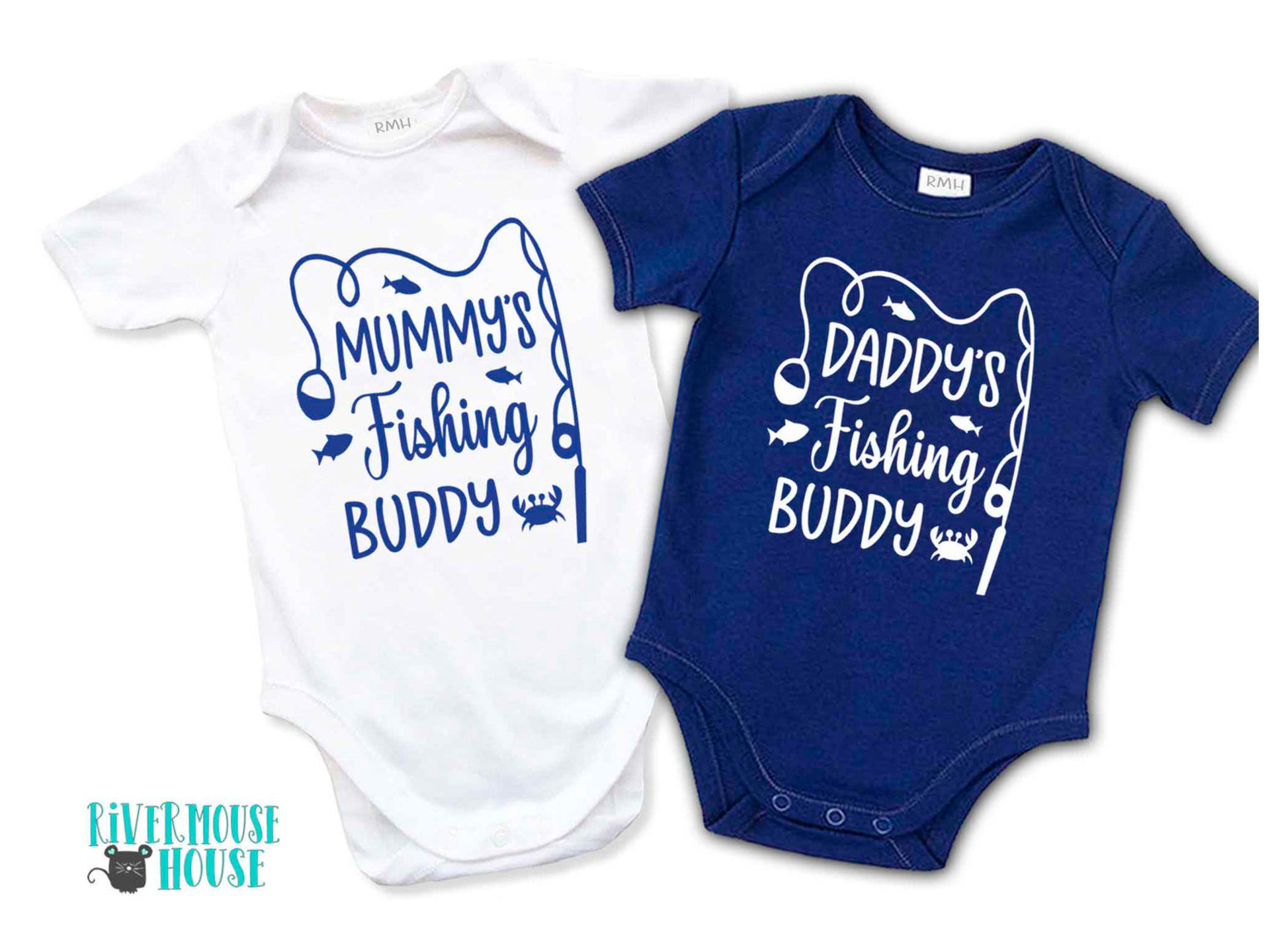Daddy's fishing buddy baby bodysuit, Custom personalised to suit your family