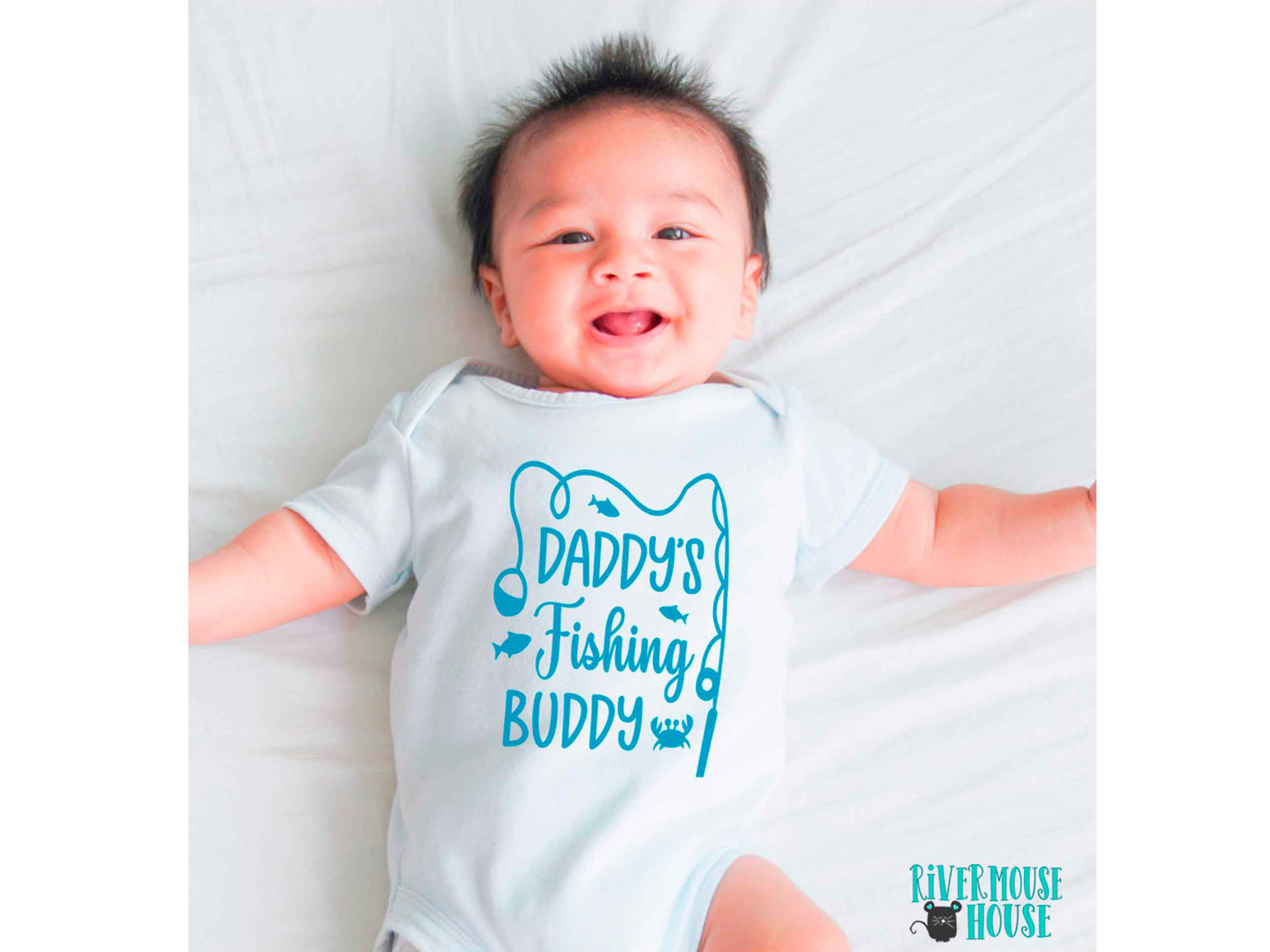 Daddy's fishing buddy baby bodysuit, Custom personalised to suit your family