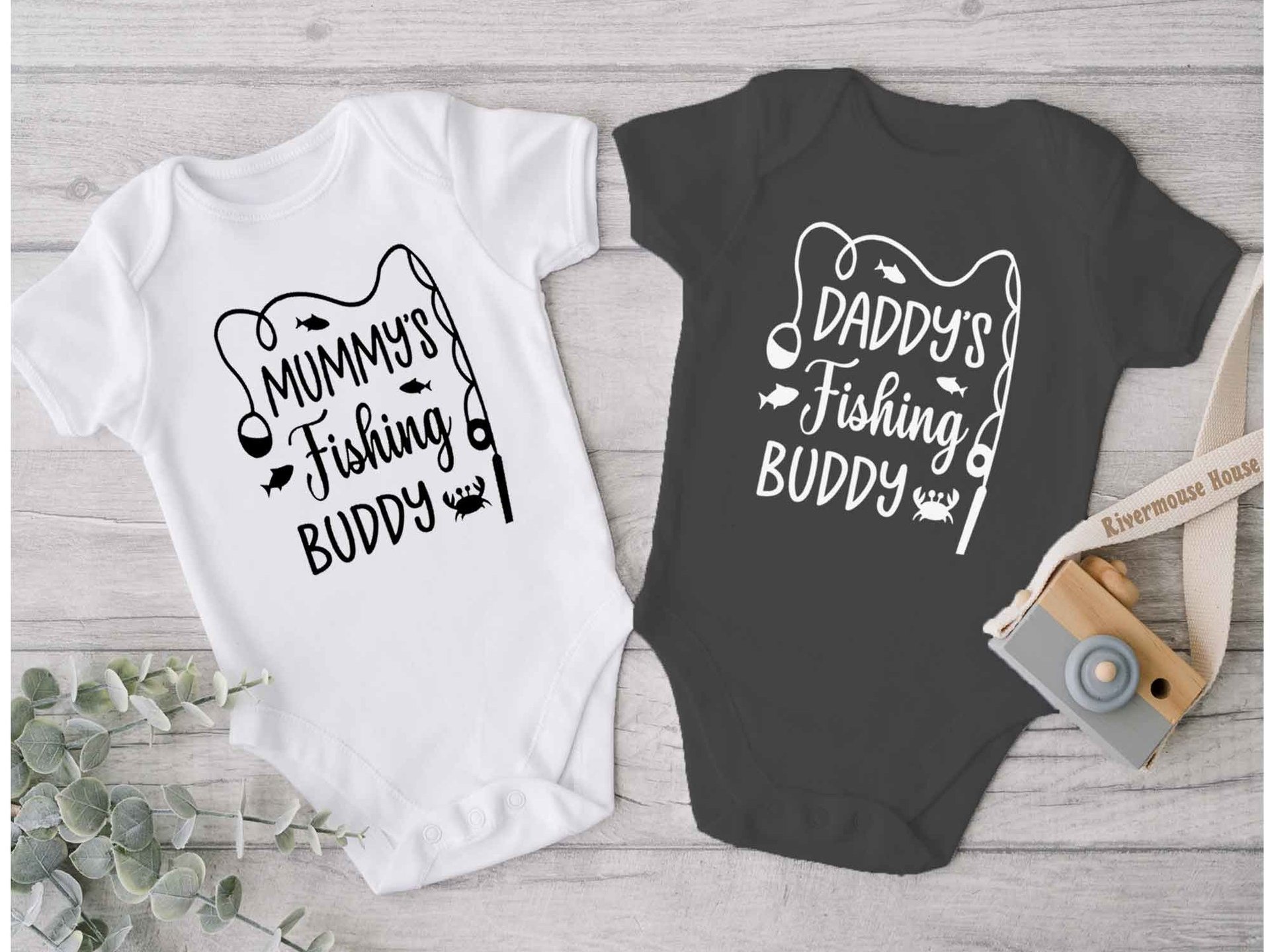 Daddy's fishing buddy baby bodysuit, Custom personalised to suit your family