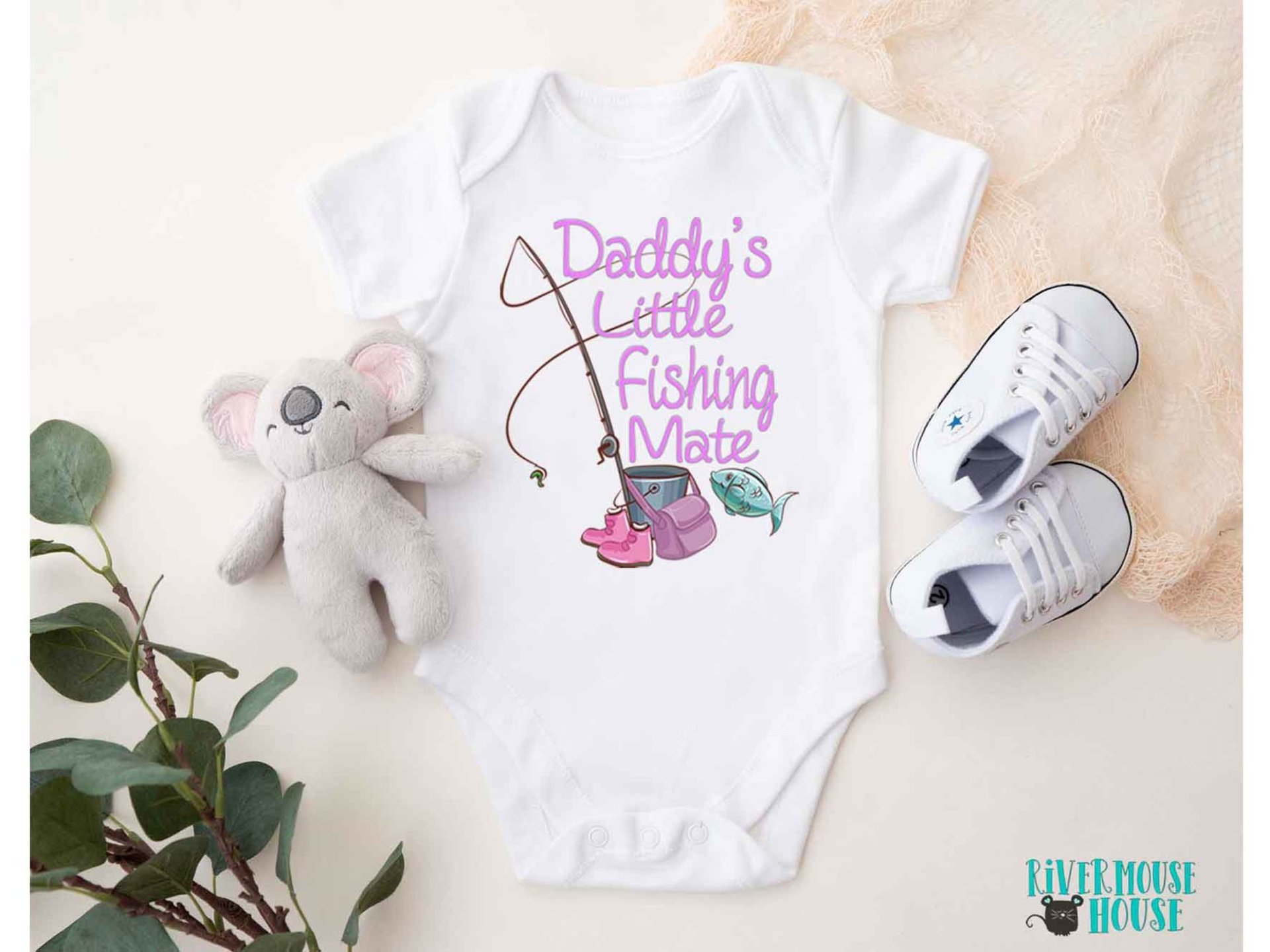 Daddy's Little Fishing Mate Custom Baby Bodysuit