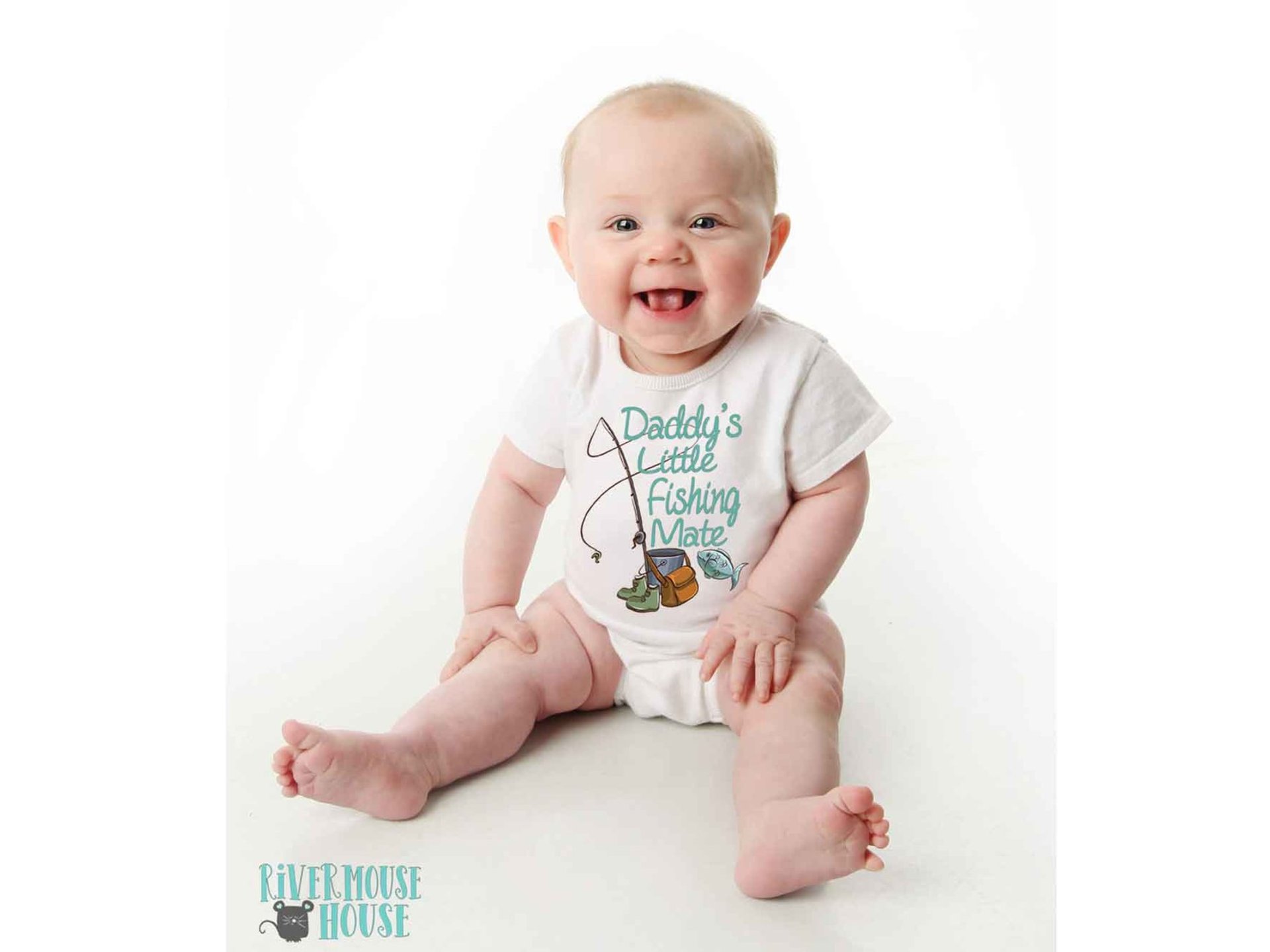 Daddy's Little Fishing Mate Custom Baby Bodysuit