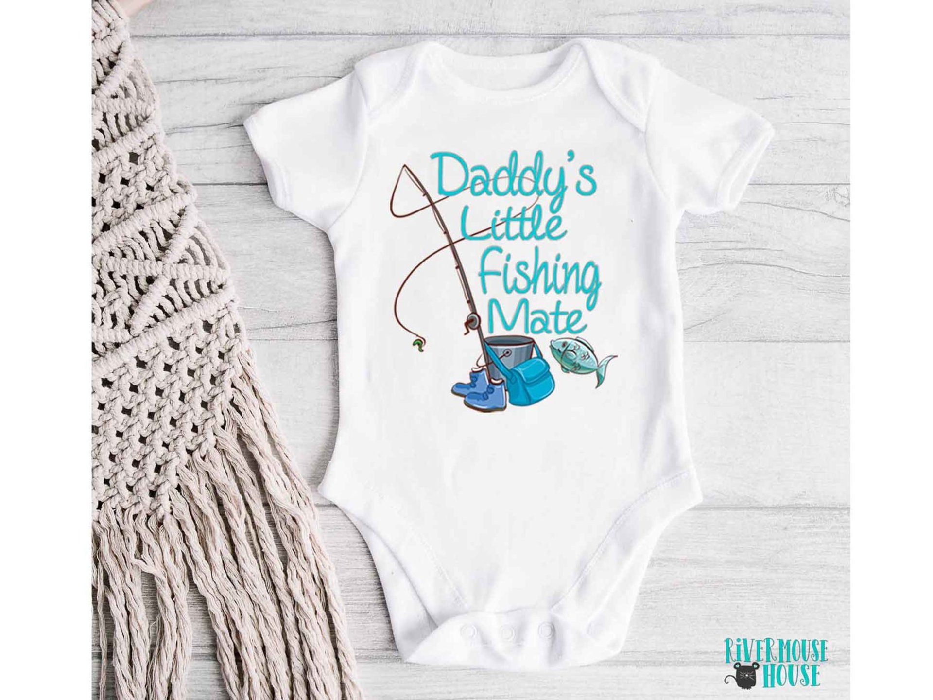 Daddy's Little Fishing Mate Custom Baby Bodysuit