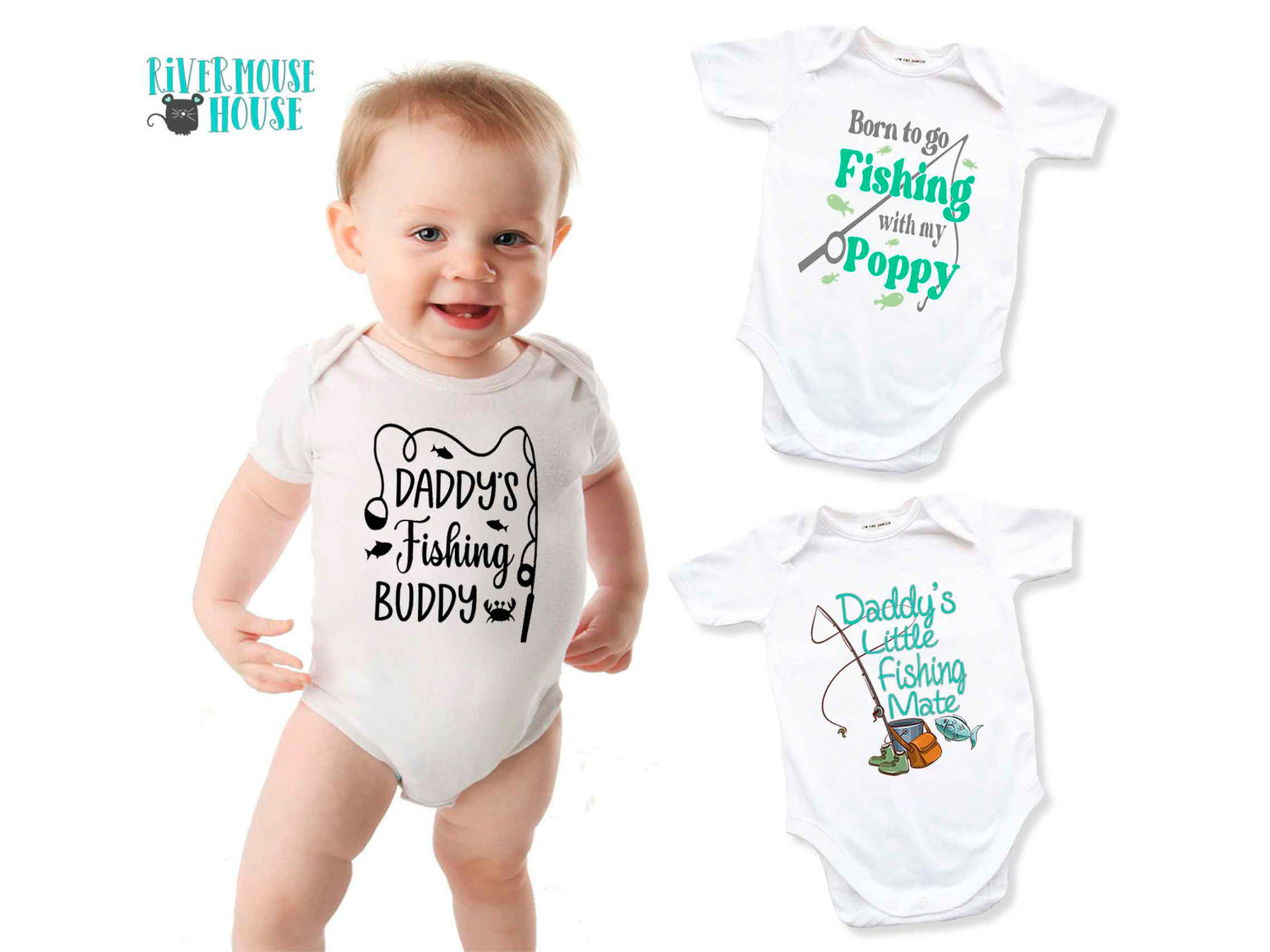 Daddy's fishing buddy baby bodysuit, Custom personalised to suit your family