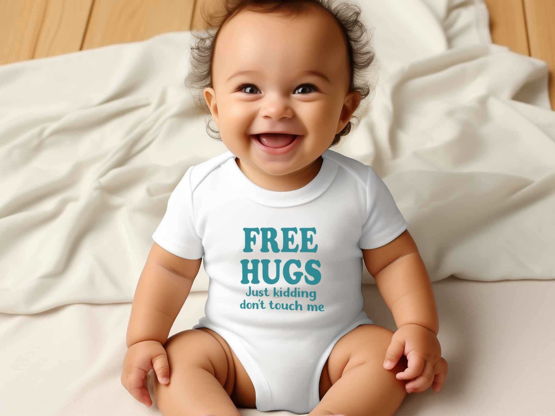 Free Hugs - Just kidding don't touch me funny baby bodysuit