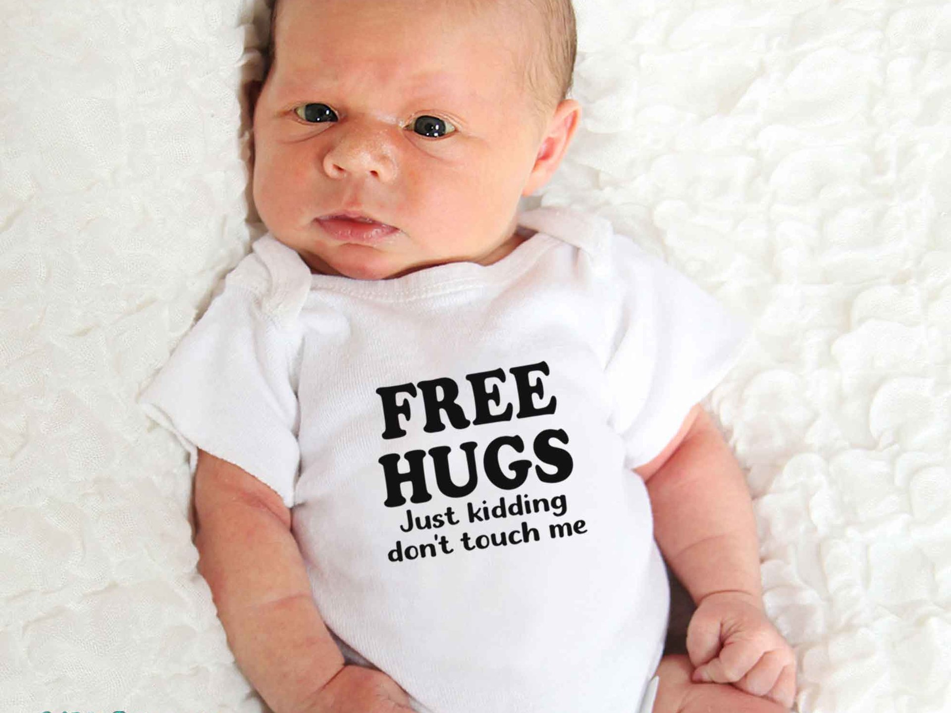 Free Hugs - Just kidding don't touch me funny baby bodysuit