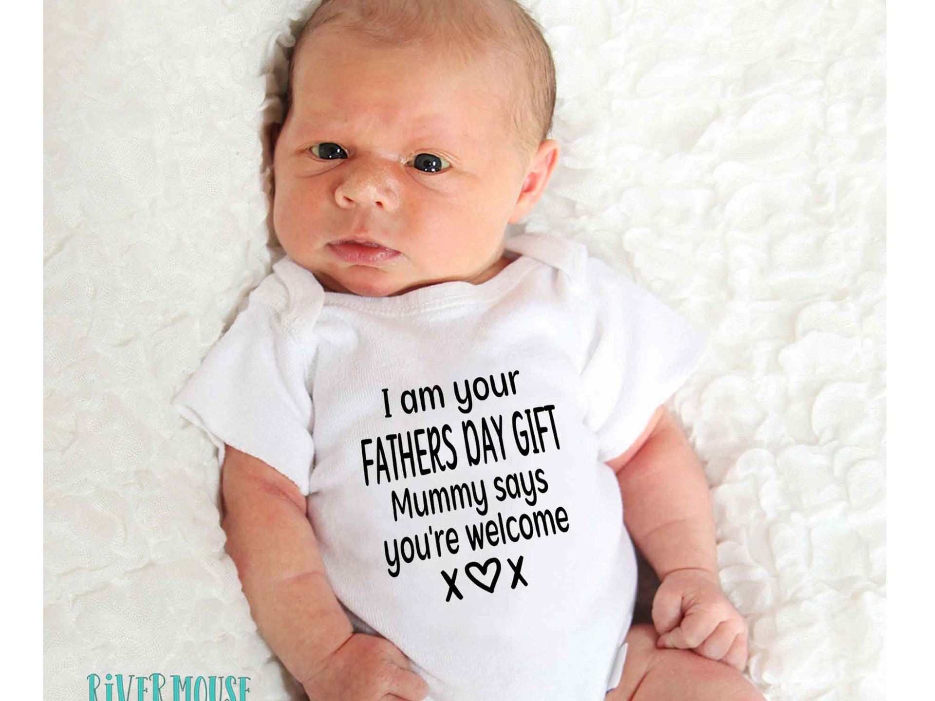 I am your Fathers Day Gift Mummy says you're welcome Funny Baby Bodysuit for Dad