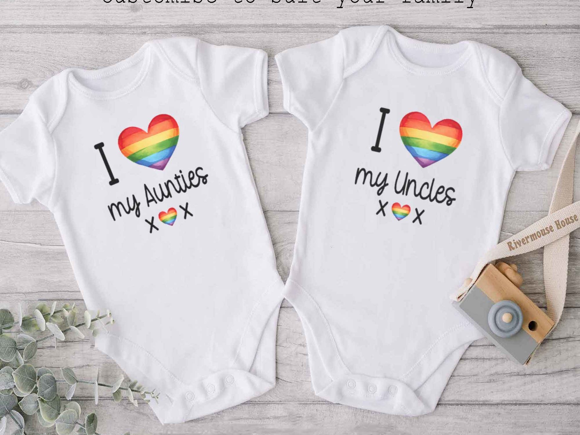 Gay Pride Baby Bodysuit I Love my Mummies, Daddies, Aunties, Uncles Rainbow Heart Design