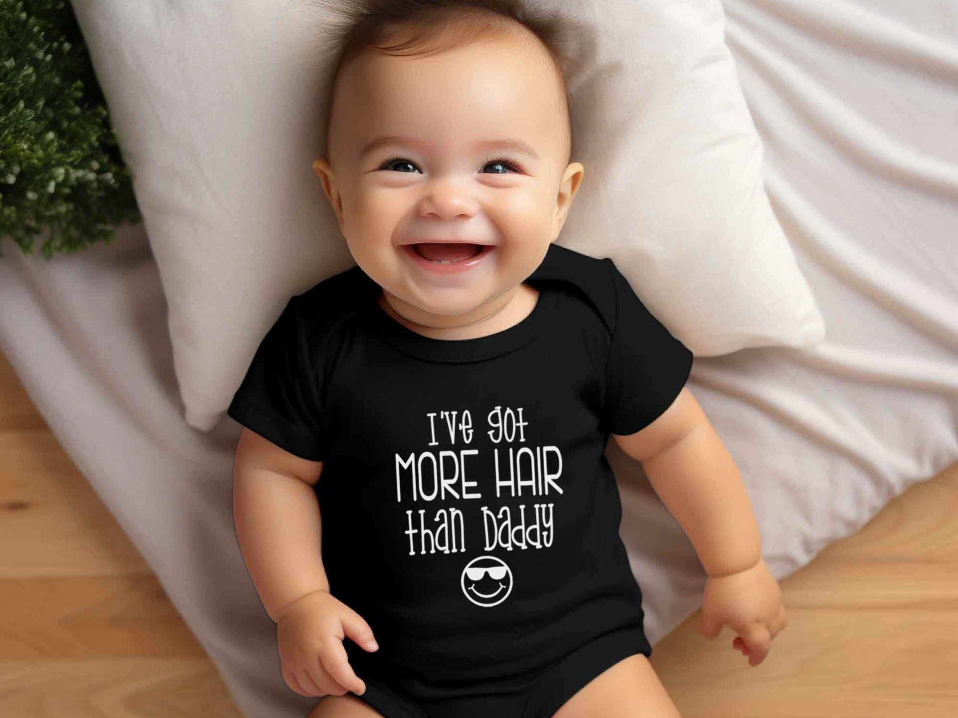 I've got more hair than Daddy funny baby bodysuit