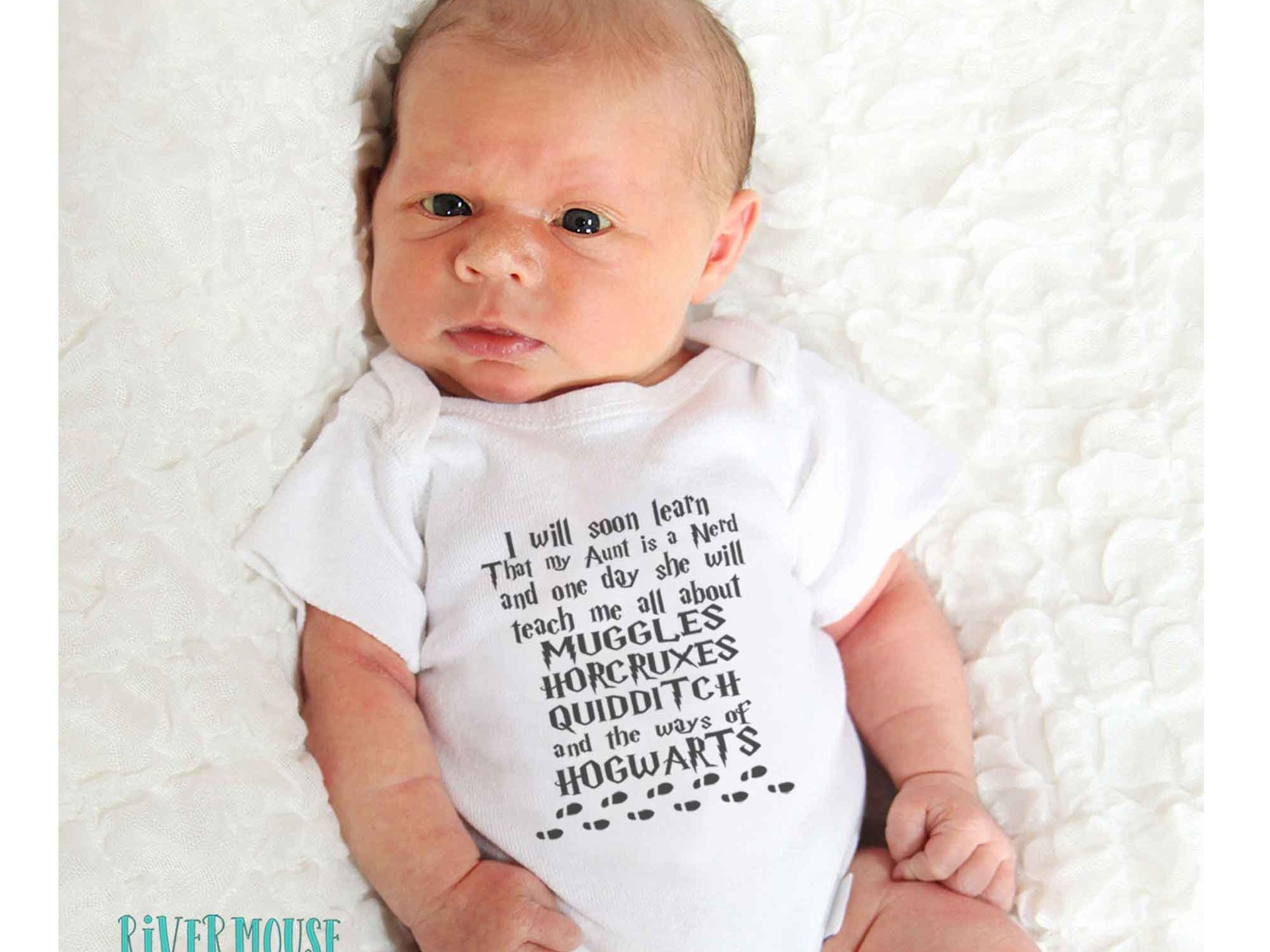 Harry Potter Hogwarts baby onesie, I will soon learn my Aunt is a nerd