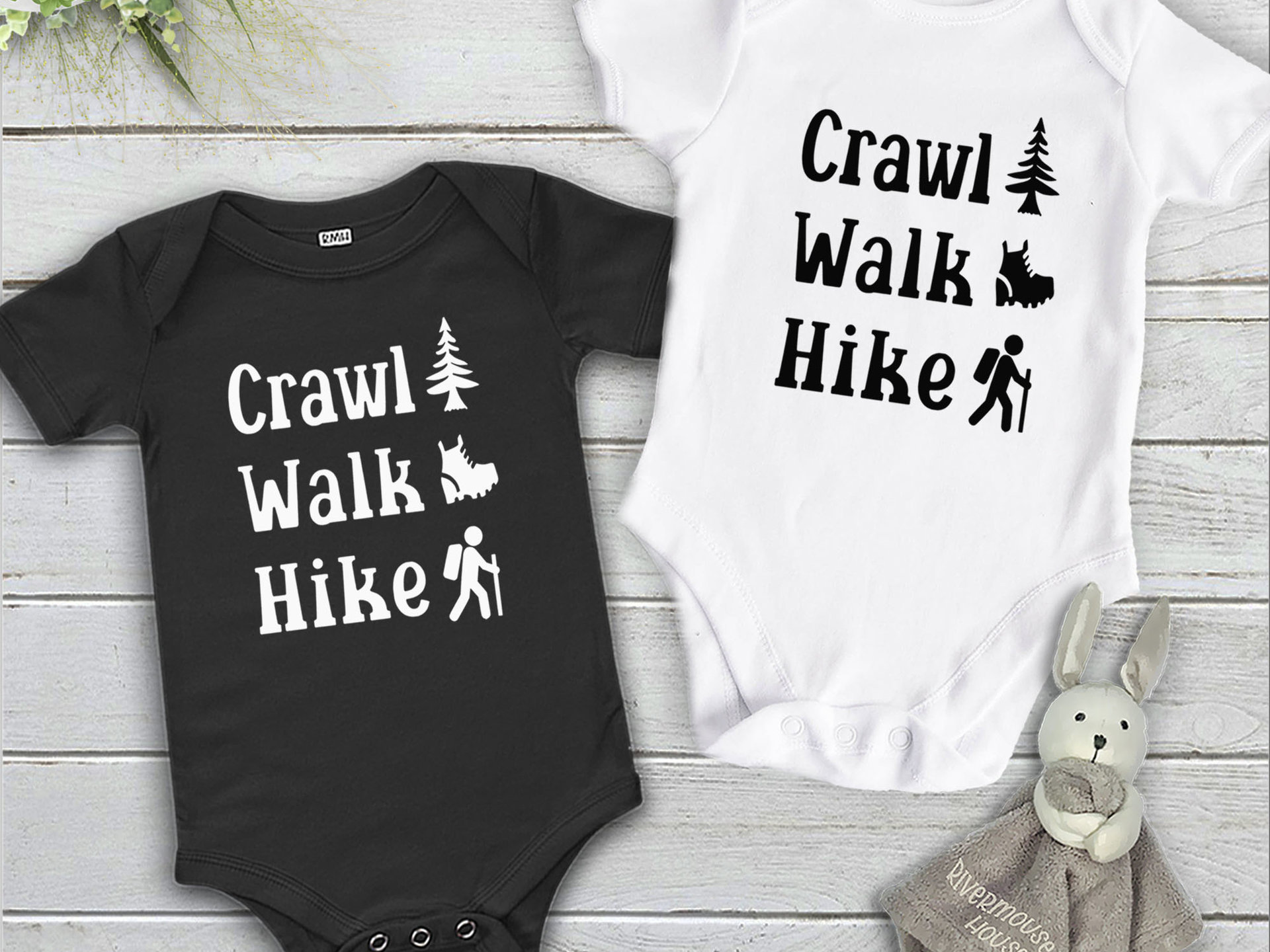 Crawl Walk Hike baby bodysuit, Aussie bush walking kids onesie