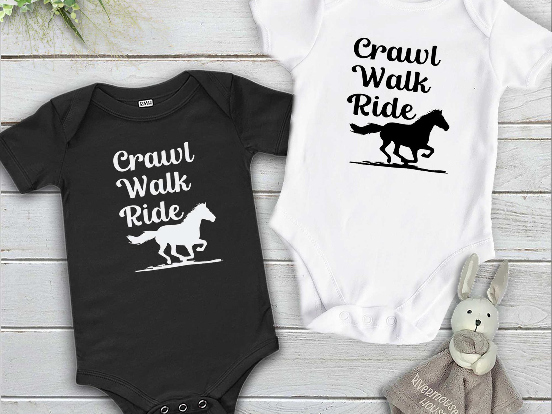 Horse Baby Bodysuit, Crawl Walk Ride Aussie Brumby Lovers Gift