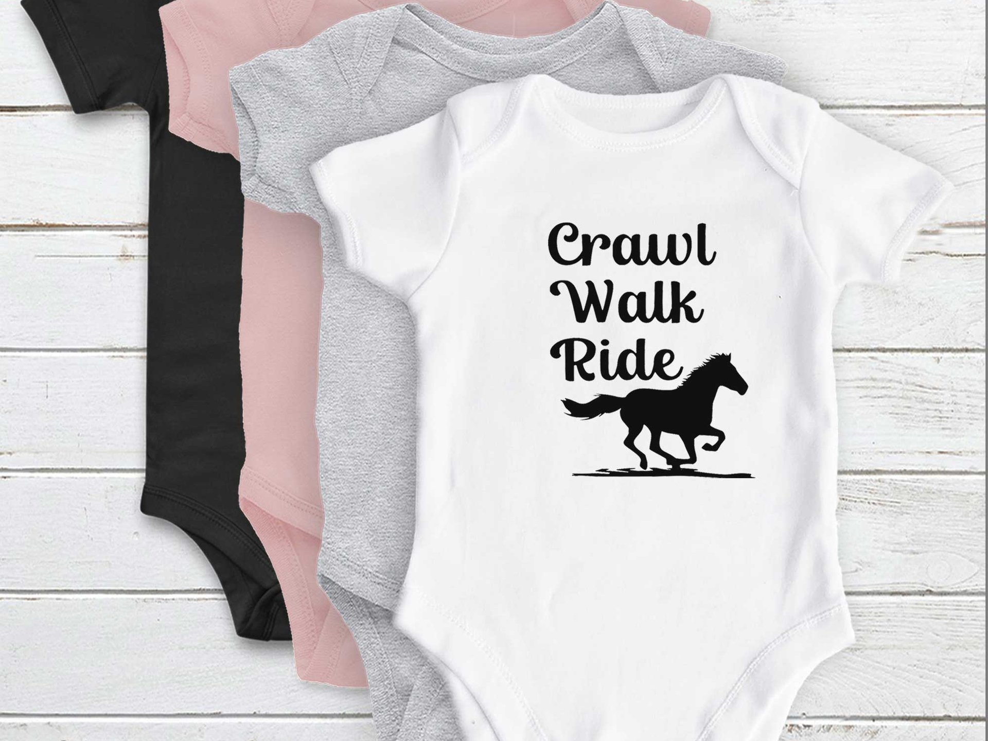 Horse Baby Bodysuit, Crawl Walk Ride Aussie Brumby Lovers Gift