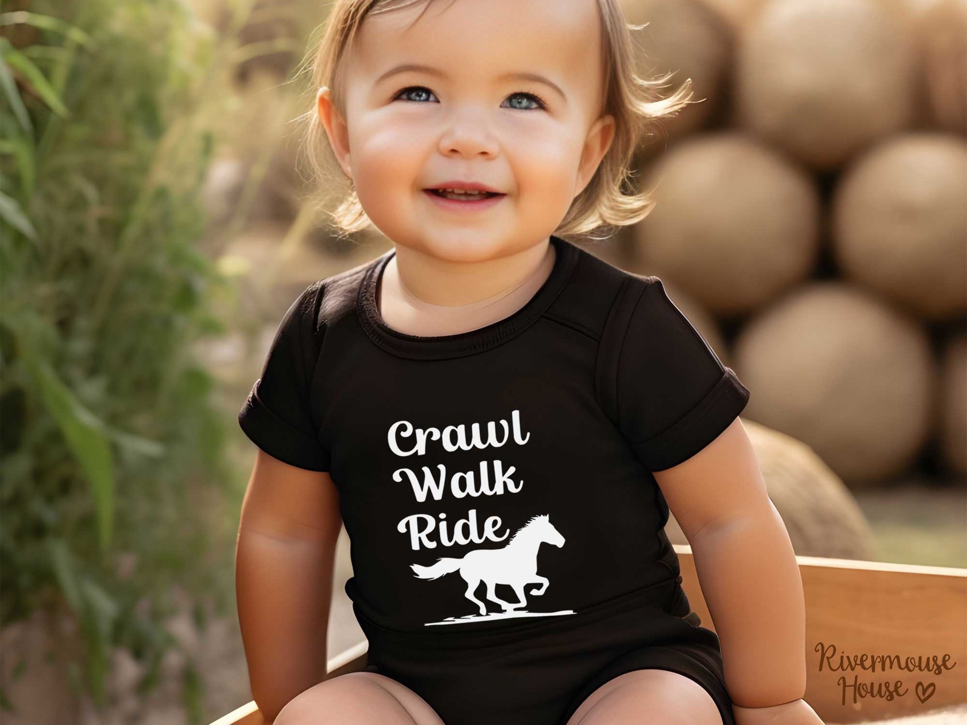 Horse Baby Bodysuit, Crawl Walk Ride Aussie Brumby Lovers Gift