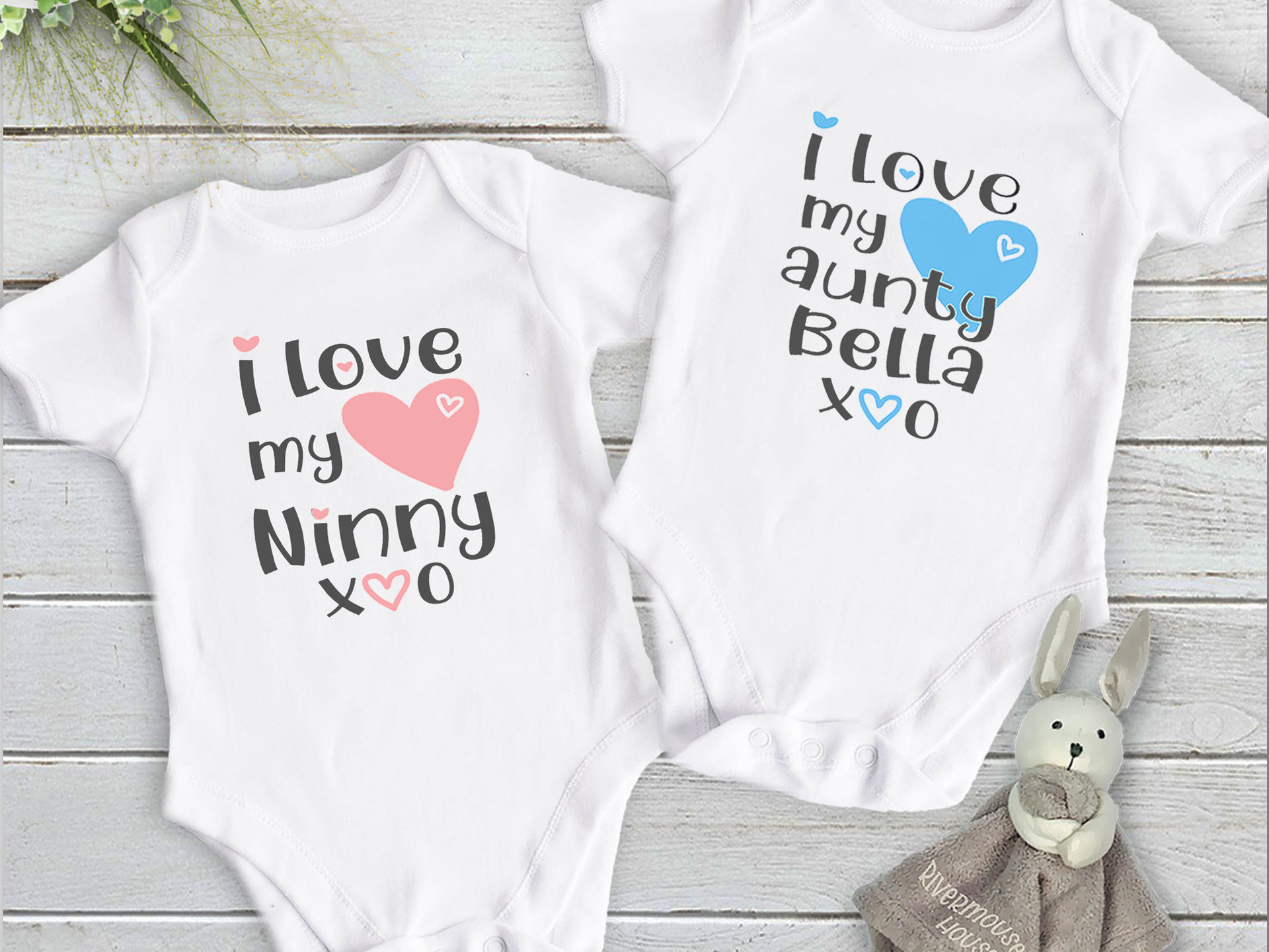 Baby Love Personalised Bodysuit, I Heart My Family Custom Name Design