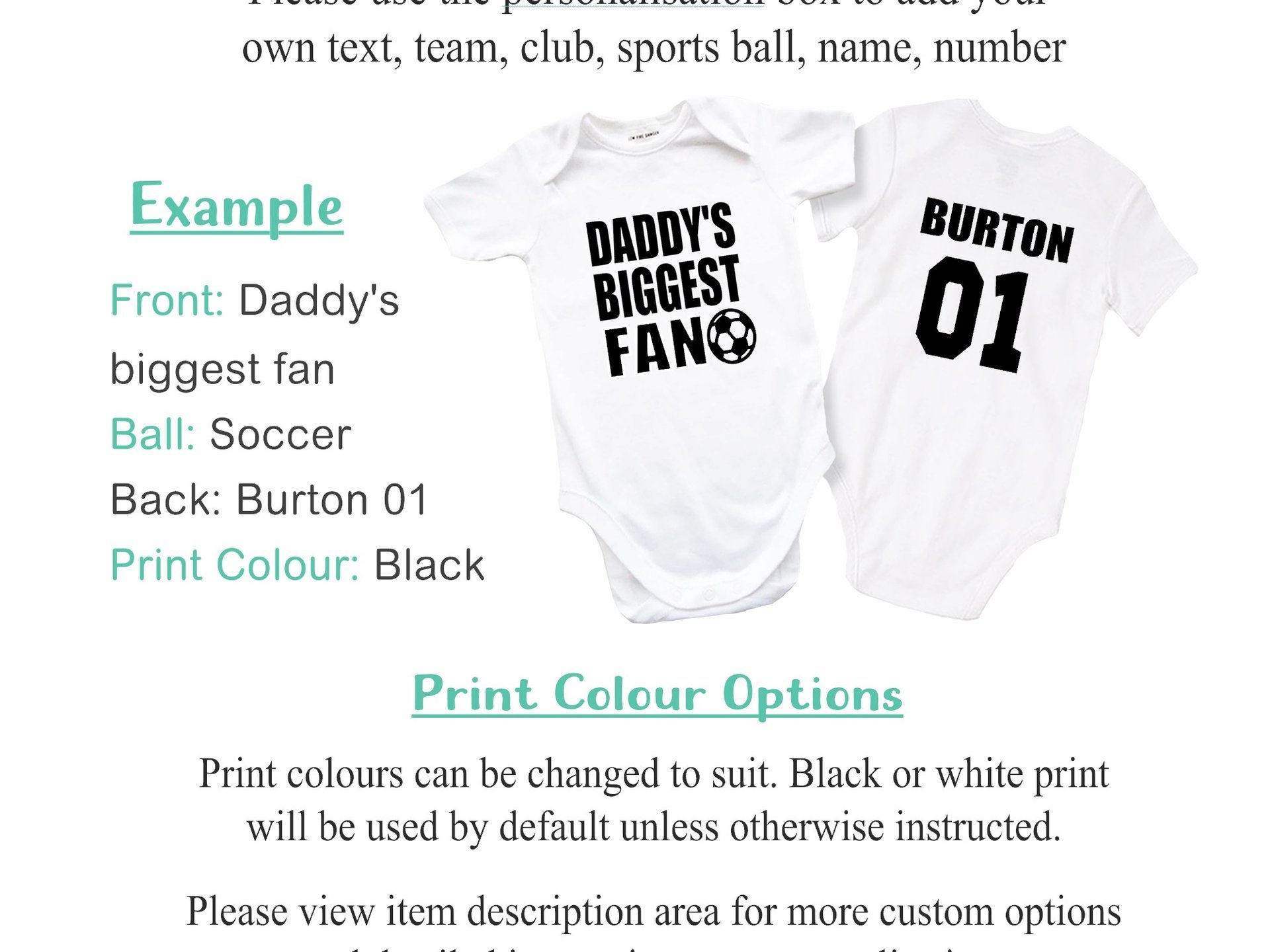 Personalised Sports Jersey Baby Bodysuit, Newest Fan Custom Name + Number Aussie Footy Romper