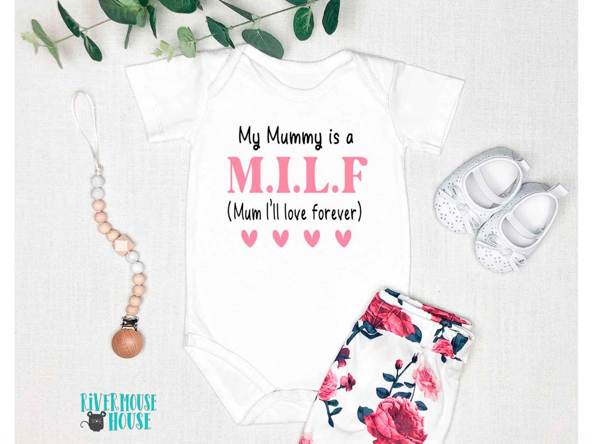 Funny MILF Baby Bodysuit, My Mummy is a M.I.L.F (Mum I'll Love Forever) 